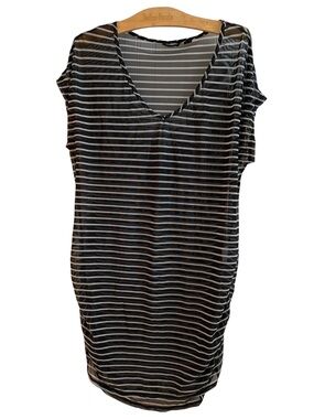 Trendsetter Black and White Striped Sheer Swim Coverup
